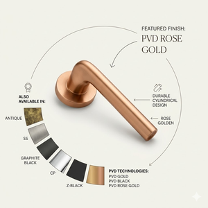 Designer Marble Door <b>Handle</b> Set Mortise | Stainless Steel <b>Handle</b> with Antique, Graphite & Gold Finish for Modern Interior Doors - Product Image 5