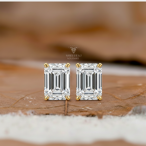 Boucles d'oreilles en diamant 0,5 ct 1,0 1,5 2,0 3,0 4,0 ct, diamants de laboratoire CVD/HPHT, taille émeraude, bijoux en or 14K/18K - Product Image 2