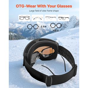 Occhiali da Sci per Uomo, Donna e Giovani, Lenti Cilindriche Blu Ghiaccio con Rivestimento Revo, Antiappannamento, Montatura in TPU, Ventilazione, Compatibili OTG - Product Image 5