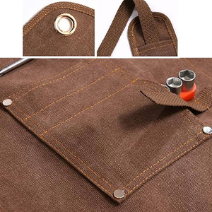 Adjustable Hanging Neck Silk <b>Apron</b> Custom Logo Embossed Print Straps Pocket Canvas Restaurant <b>Work</b> Cooking Men's - Product Image 2