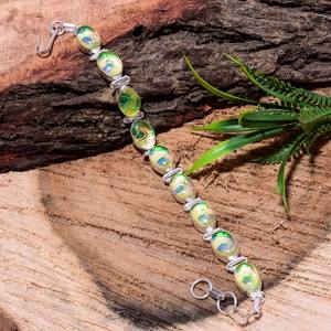 Bracelet style opale de feu, opale créée en laboratoire, fait main, argent sterling 925, pierre précieuse irisée, cadeau pour elle - Product Image 1