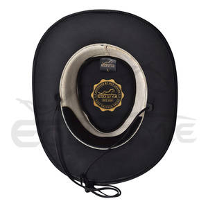 หมวกคาวบอยผู้หญิงขายส่ง แฟชั่นตะวันตก เครื่องประดับศีรษะ หมวกหนังวัวแท้ ผู้ผลิต OEM คุณภาพสูง หมวกคาวเกิร์ลสีดำ - Product Image 4