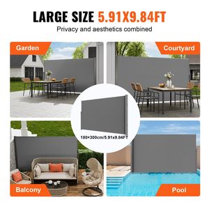 71''x 118'' Outdoor Privacy <b>Screen</b> 180g Polyester Waterproof Retractable Patio <b>Screen</b> UV 30+ Room <b>Divider</b> Wind <b>Screen</b> for Patio - Product Image 6