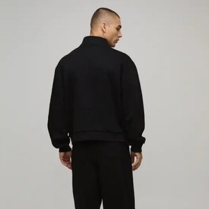 Pull tricoté pour homme de couleur unie, col zippé, en maille torsadée épaisse 12GG, style professionnel, vente en gros - Product Image 4