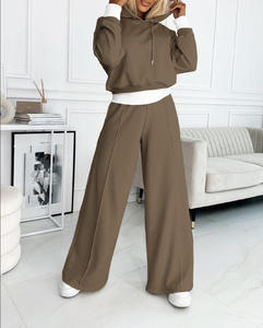 Conjunto Deportivo Ligero 2 en 1 con Capucha para Mujer, Color Negro, Manga Larga, Corte Holgado, Pantalones Casuales para Correr, Bolsillos Laterales con Cordón, Invierno - Product Image 2