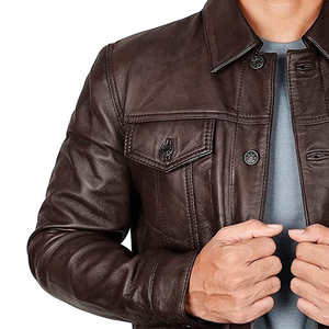 Buenos Precios, Alta Calidad, Chaqueta de Cuero para Hombre con Logotipo Personalizado, Diseño 2025, Chaqueta de Lona Transpirable para Invierno, Ropa Casual - Product Image 2