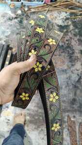Hand Tooled <b>Leather</b> <b>Belts</b> with Floral Embossed Designs, Genuine <b>Leather</b> Western <b>Belts</b> with Decorative Buckles for Men and Women - Product Image 5