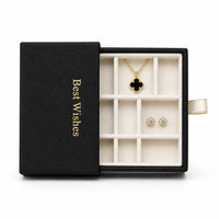 Boîte à bijoux personnalisée en cuir grainé avec tiroir coulissant, plateau en velours pour boucles d'oreilles, colliers et bagues, vente en gros OEM