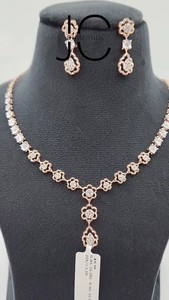 สร้อยคอเพชรที่ปลูกในแล็บคุณภาพระดับพรีเมี่ยมชุดโรสโกลด์14K & ทองคำขาวทรงกลมตัดสดใสสไตล์โรแมนติก - Product Image 5