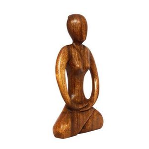 Wooden Yoga Sculpture Decorative Meditation <b>Statue</b> For Tabletop Shelf Display In Home And Office Interiors - Product Image 4