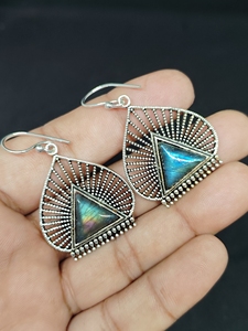 Eagle Wing Labradorite <b>Snake</b> Drop Earrings <b>Silver</b> Plated Women's Neo-Gothic Animal Gift Wholesale - Product Image 1