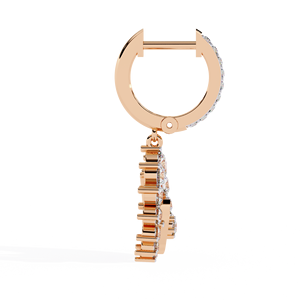 Pendientes colgantes tipo huggie con halo graduado – Pendientes de oro rosa macizo de 10K, 14K, 18K con diamantes de laboratorio CVD en forma de espiral circular - Product Image 4