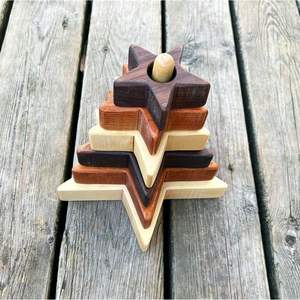 Jouet d'empilage d'anneaux pour l'éducation précoce, jouet en bois décoratif pour bébés et enfants - Product Image 1