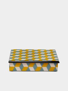 Moderna Caja de Joyería Geométrica de Resina Blanca y Negra, Contenedor Rectangular de Madera para Almacenamiento y Decoración del Hogar - Product Image 2
