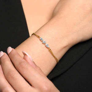 Premium three stone moissanite <b>bracelet</b> marquise round emerald cut 7 inch 925 sterling <b>silver</b> 10k 14k 18k gold platinum - Product Image 1