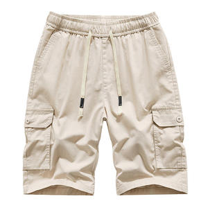 Hot Sale <b>Mens</b> Cotton Cargo Shorts Stretch Waist <b>Drawstring</b> Casual Multi Pocket Oversized Streetwear Summer Shorts OEM - Product Image 6