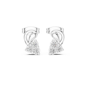 Boucles d'oreilles de fiançailles en or blanc 14 carats avec diamant rond cultivé en laboratoire pour femmes |   Nouveau diamant cultivé - Product Image 1