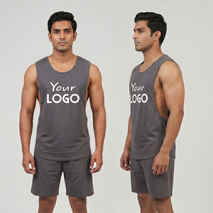 Camiseta Deportiva Personalizada de Color Sólido, Estilo Casual, con Logo, Sin Mangas, para Gimnasio, Fitness, de Algodón/Fibra de Bambú, Tejida - Product Image 6