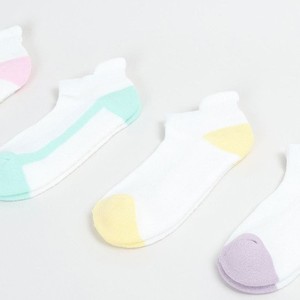 <b>Men's</b> Ankle <b>Socks</b> 100% Cotton Breathable Thin Knitted Solid Color Daily Wear Summer Style <b>White</b> With Pastel Trim - Product Image 3