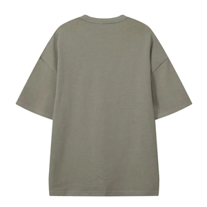 T-shirt à manches courtes surdimensionné pour homme, uni, vert olive, col rond, décontracté, tricoté - Product Image 6