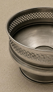 Bol à fruits rond sur pied en argent, finition antique, centre de table décoratif, fournisseur en gros OEM ODM - Product Image 4
