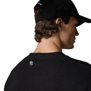 T-shirt à manches longues en coton noir pour homme, col rond, style streetwear décontracté, tissu texturé doux - Product Image 3