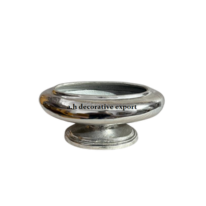 Bol décoratif de luxe en aluminium argenté sur pied, plat à bonbons en métal, bol à fruits haut de gamme pour centre de table de mariage - Product Image 6