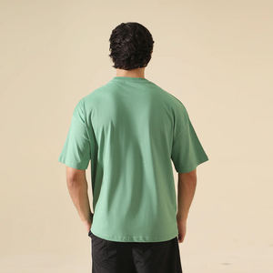 Camiseta Personalizada al por Mayor 100% Algodón, Cuello Caído, Talla Grande para Hombre, Camisetas de Color Sólido, Servicio OEM - Product Image 3