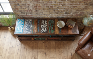Reclaimed Wood TV Stand Industrial Rustic Console Cabinet With <b>Drawers</b> Handmade Recycled Timber Media <b>Unit</b> Living Room Furniture - Product Image 3