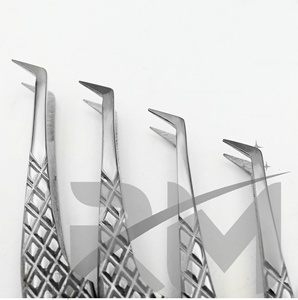 Pince à épiler professionnelle RMI pour extensions de cils, haute qualité, logo personnalisable, poignée lisse/diamantée - Product Image 1