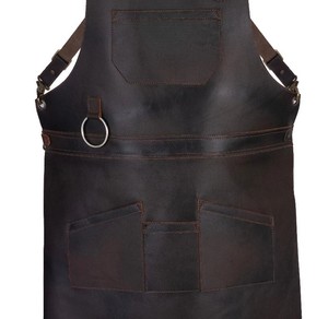 Tablier en cuir avec bretelles croisées et plusieurs poches pour uniforme de personnel de restaurant et de bar - Product Image 4