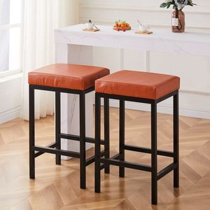 Sgabelli da Bar Moderni in Ecopelle Senza Schienale, Sedie Imbottite per Bancone e Isola Cucina, Ideali per Bar - Product Image 1