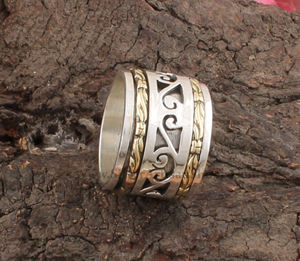 Bague Tournante Anti-Stress en Argent Sterling 925 avec Perles, pour Femmes et Hommes, Style Bohème, Méditation, Mariage, Bijoux Classiques, Vente en Gros - Product Image 3