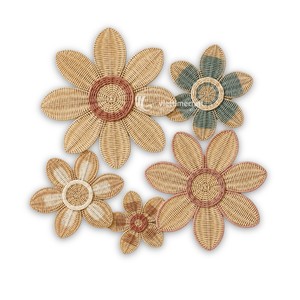 Premium Handmade Rattan <b>Flower</b> <b>Wall</b> Hanging Woven <b>Wall</b> <b>Decor</b> for Nursery & Home <b>Decor</b> Multi Piece Floral <b>Wall</b> Art - Product Image 1