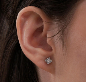 Boucles d'oreilles vintage en argent plaqué, diamants de laboratoire certifiés IGI, couleur F, cadeau - Product Image 3