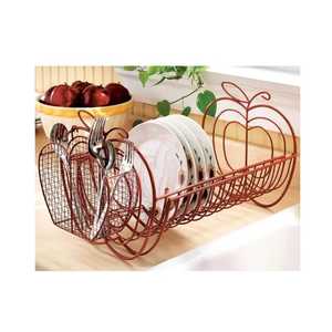2 Tier Black Metal Dish Drying Rack with Wooden Handles and Mesh Cutlery Basket Multi Layer <b>Kitchen</b> Countertop <b>Storage</b> <b>Shelf</b> - Product Image 6