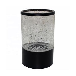 Decoración navideña, soporte de pilar de vela de lujo de hierro de vidrio, lámina de plata, acabado, diseño moderno, soporte de vela hecho a mano personalizado - Product Image 1