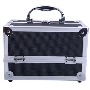 Valigetta Portatile Impermeabile per Trucchi con Specchio e Chiave - Alluminio Nero Taglia XL - Product Image 5