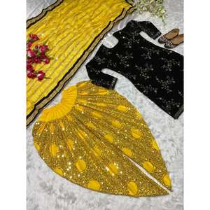 Ensemble Salwar Dhoti et Dupatta jaune taille XL pour femme, style élégant, idéal pour les fêtes, par Maruti Fashion Designer - Product Image 5