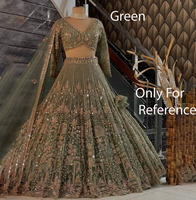 Magnifique Lehenga Choli TENNECY en filet doux, or froissé, avec sequins brodés, réversible, longueur cheville, extensible, de créateur, pour mariage