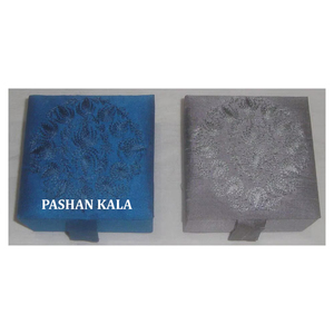 Boîte à bijoux décorative faite à la main, design unique, meilleure qualité, forme carrée, couleur gris et bleu, broderie, pour décoration de mariage - Product Image 1