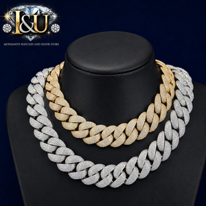 สร้อยข้อมือและสร้อยคอแบบคิวบันลิงค์ขนาด 24 มม. ประดับเพชรโมอิสซาไนต์ เงินแท้ 925  สำหรับทั้งชายและหญิง สไตล์ฮิปฮอป - Product Image 1