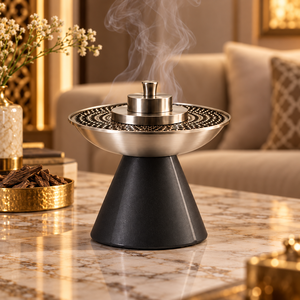 Quemador de Incienso de Resina de Lujo con Cono, Cuenco Árabe de Acero Inoxidable, Moderno Soporte para Incienso Oud para Decoración del Hogar Islámico - Product Image 4