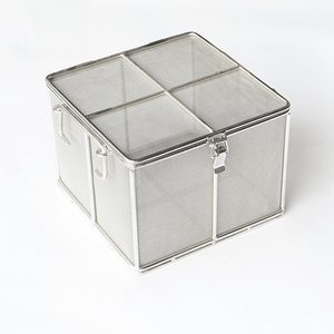 Cesta de malla metálica de acero inoxidable HC-HH-48 con tapa para instrumentos manuales, organizador de instrumental dental y hospitalario - Product Image 3