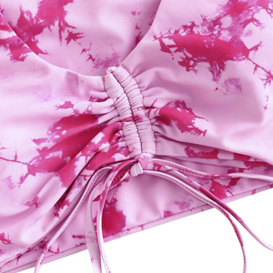 Ensemble de bikini rose pour femme, col halter, imprimé animal, bas de bikini à nouer sur les côtés, 100% polyester, haute élasticité, maillot de bain sans couture - Product Image 3