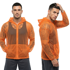 Sweat à capuche zippé en maille transparente sexy pour homme, 100 % polyester, coupe ample, mode estivale décontractée, manches longues, écologique - Product Image 2