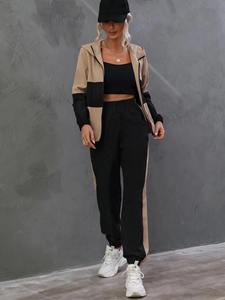 Conjunto Deportivo Personalizado para Mujer con Bloques de Color, Sudadera con Cremallera y Pantalones Jogger, Ropa Deportiva Casual, Fabricante OEM - Product Image 2