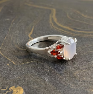 Fashionable Rose <b>Quartz</b> <b>Ring</b> (4.6 Grams) Natural Gemstone Trendy Eye Pattern Oval Shape Gift - Product Image 3