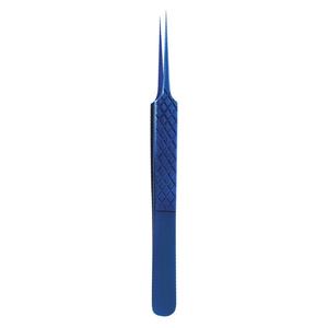 Pince à épiler individuelle Obexa Diamond Grip OBT-40405 en acier inoxydable avec revêtement plasma bleu, pointe fine pour faux cils - Product Image 1