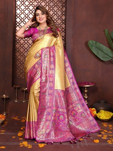 Dhwaja Export Premium Modern Banarasi <b>Tissue</b> Silk Women's Floor-Length Quick Dry Saree for Diwali Party & <b>Wedding</b> All Seasons - Product Image 5